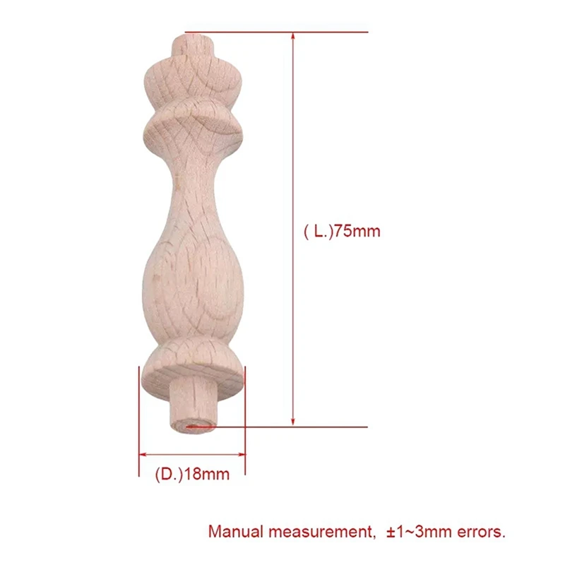 100 Pcs 7.6X1.8Cm Beech Unpainted Unfinished Wood Craft Spindles Baluster For Home Restaurant Decor Repair Decoration