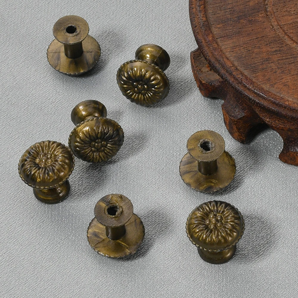 10pcs Mushroom Round Knob w/screw Antique Bronze 1-Hole Pull Handle Old Chinese Style Decor Cabinet Drawer Wood Box Furniture