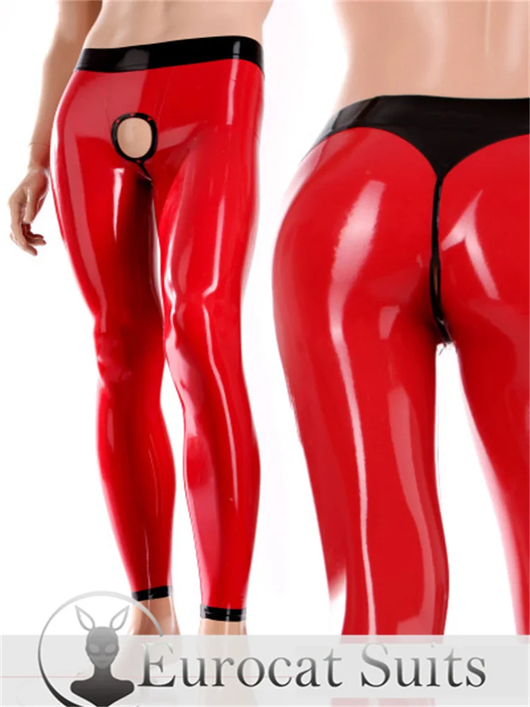 

latex leggings men eurocat suits latex trousers rubber fetish customised clubwear cosplay Blowjob Latex Leggings