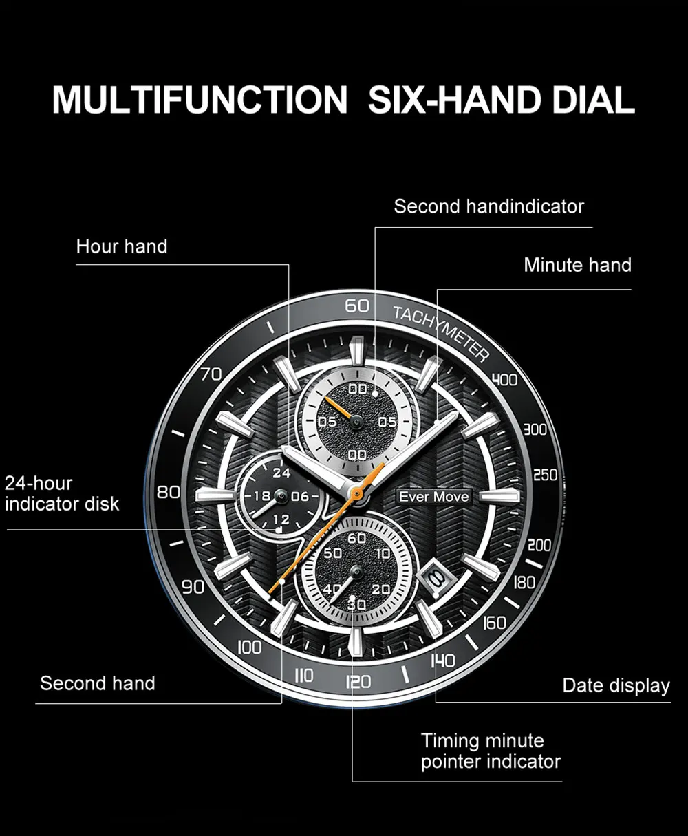 New Watches for Men Top Brand Luxury Chronograph Luminous Quartz Watch Fashion Business Waterproof Stainless Steel Wristwatch