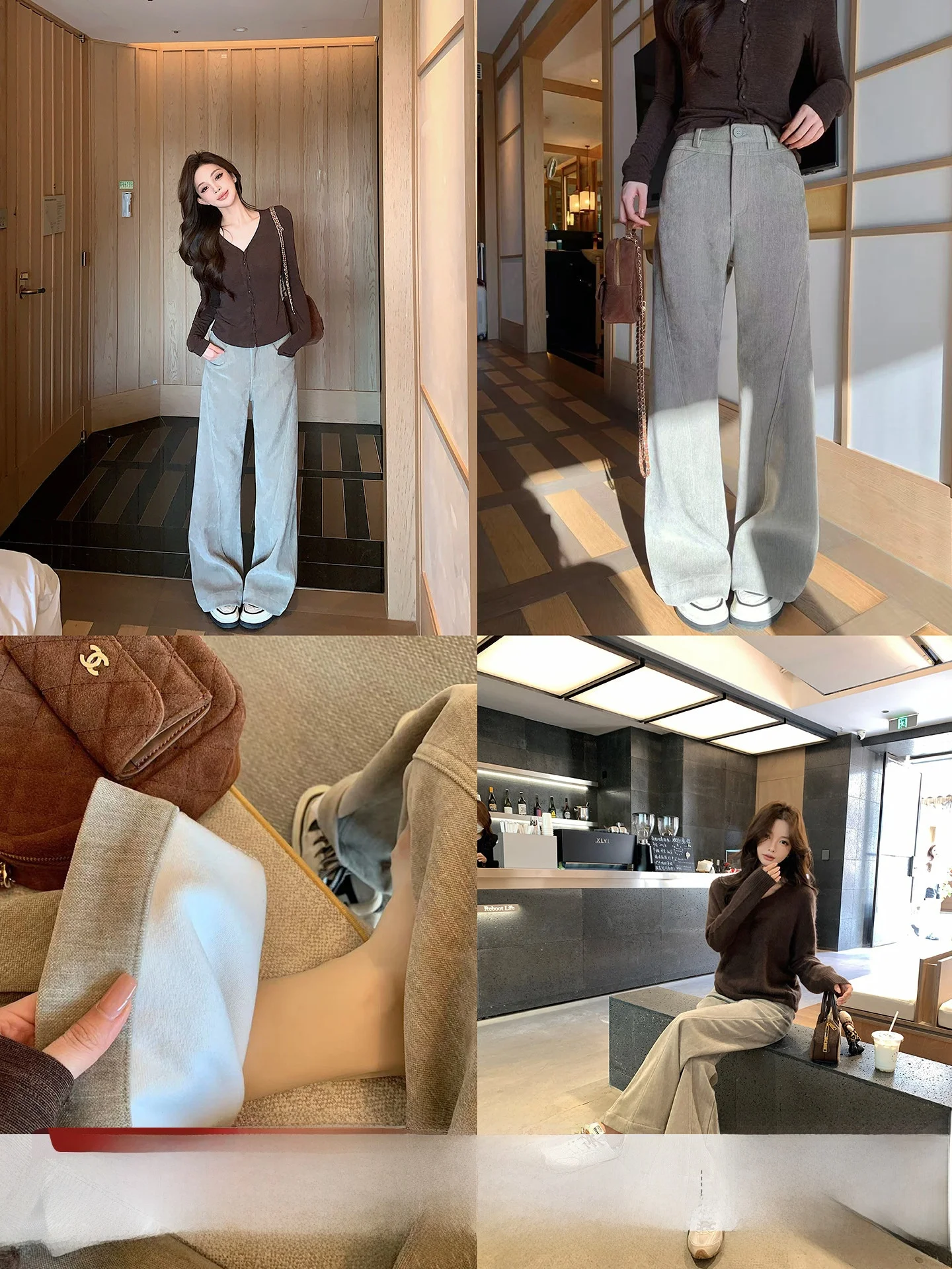 

Casual Fce Lined Thi Wide Leg Pants Women's Autumn Winter Commute Friendly Comfortable Loose Fit Trousers by Qiu Rouyao
