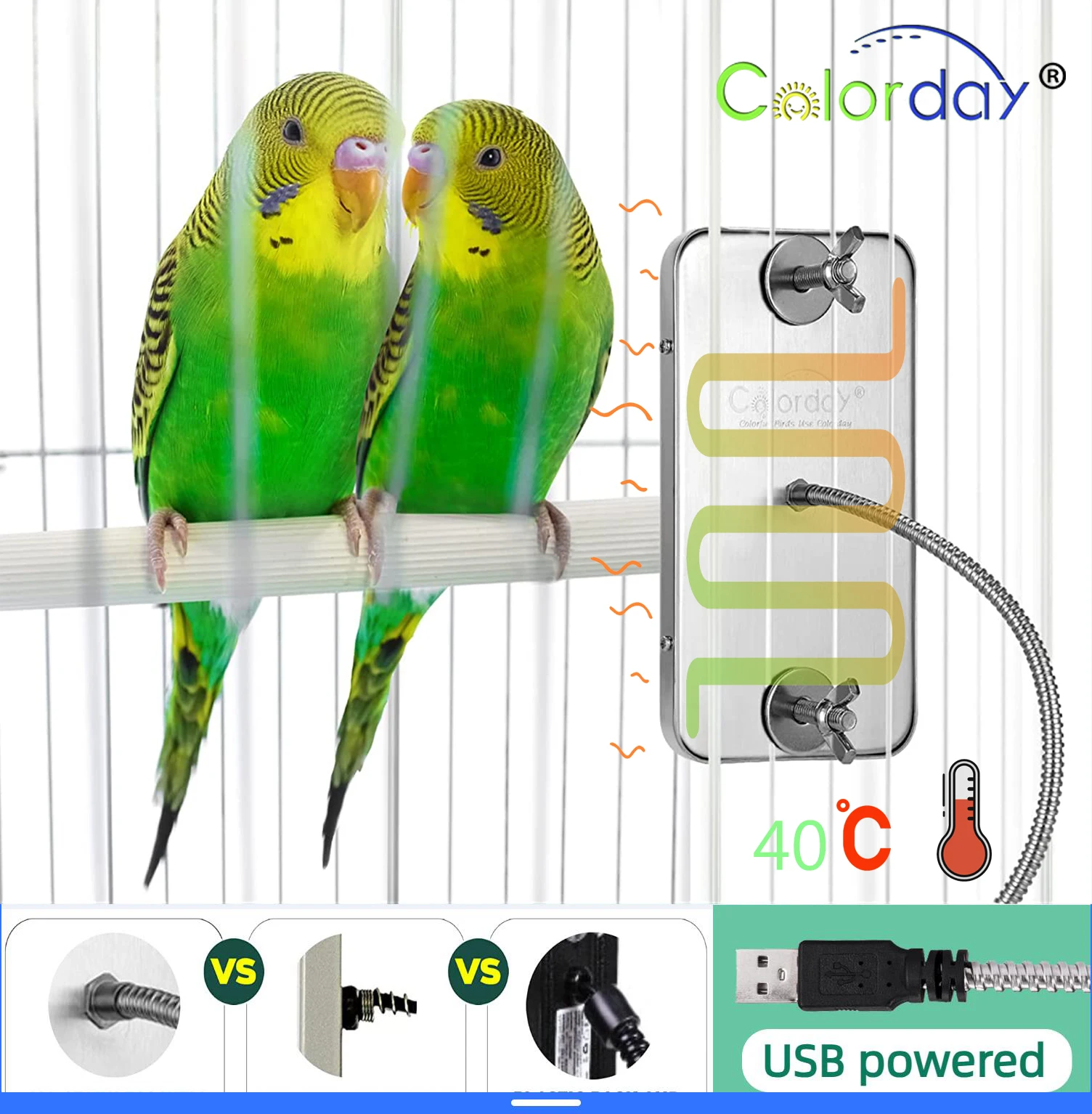 Bird Warmer for Parrot Accessories for Birds Pet Heater Parrots Heating Birds Thermostat Lamp Birdcage Cage Cages Supplies Home