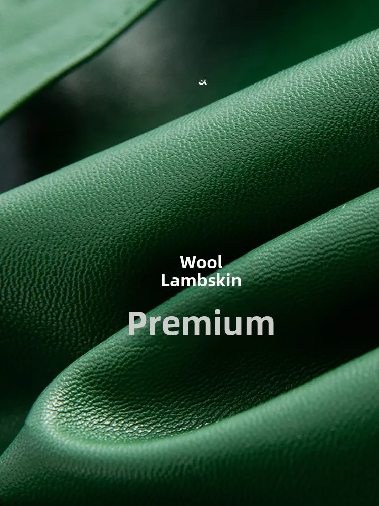 เสื้อแจ็คเก็ตหนังแกะทรงหลวมสำหรับผู้หญิง เสื้อโค้ทหนังแท้สไตล์เกาหลี เสื้อคลุมแฟชั่น เสื้อแจ็คเก็ตหนัง Haining สุดอินเทรนด์