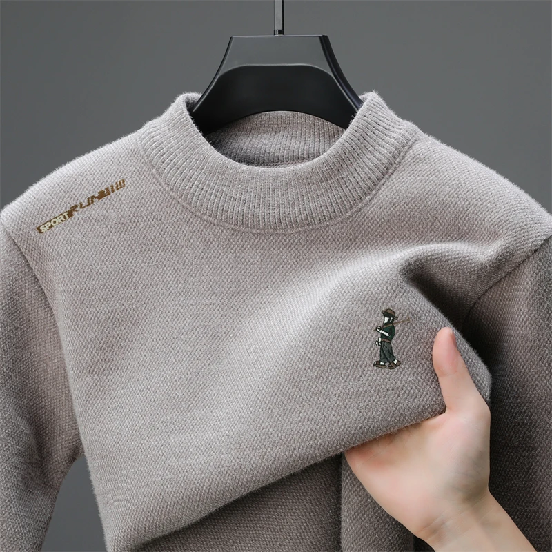 

New 2024 Autumn/Winter Men's High End Brand Luxury Embroidery Pullover Thickened O-neck Sweater Wool Knitwear Men's Wear Jumper