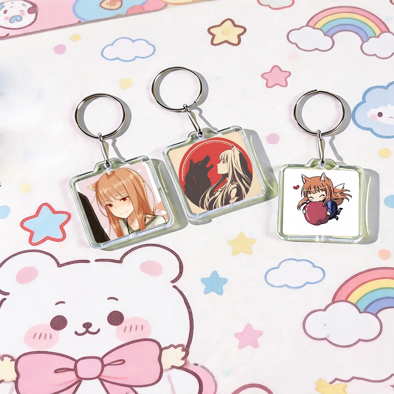 Anime Wolf and Spice Acrylic Keychain Handmade Hanging Ornaments for Clothes Backpack Decoration Accessories Gifts with Friends