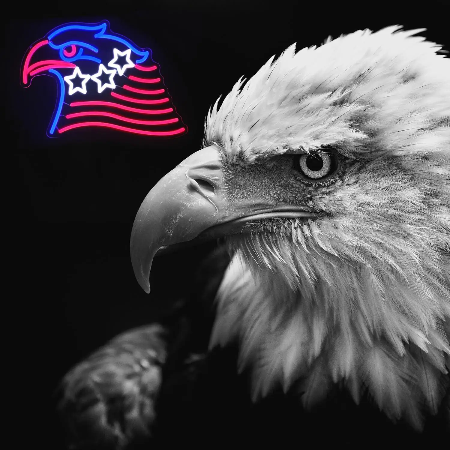 American Eagle Flag Neon Sign USB Dimmable LED Light for Man Cave Bar Garage Bedroom Independence Day Party Wall Art Decor Gifts