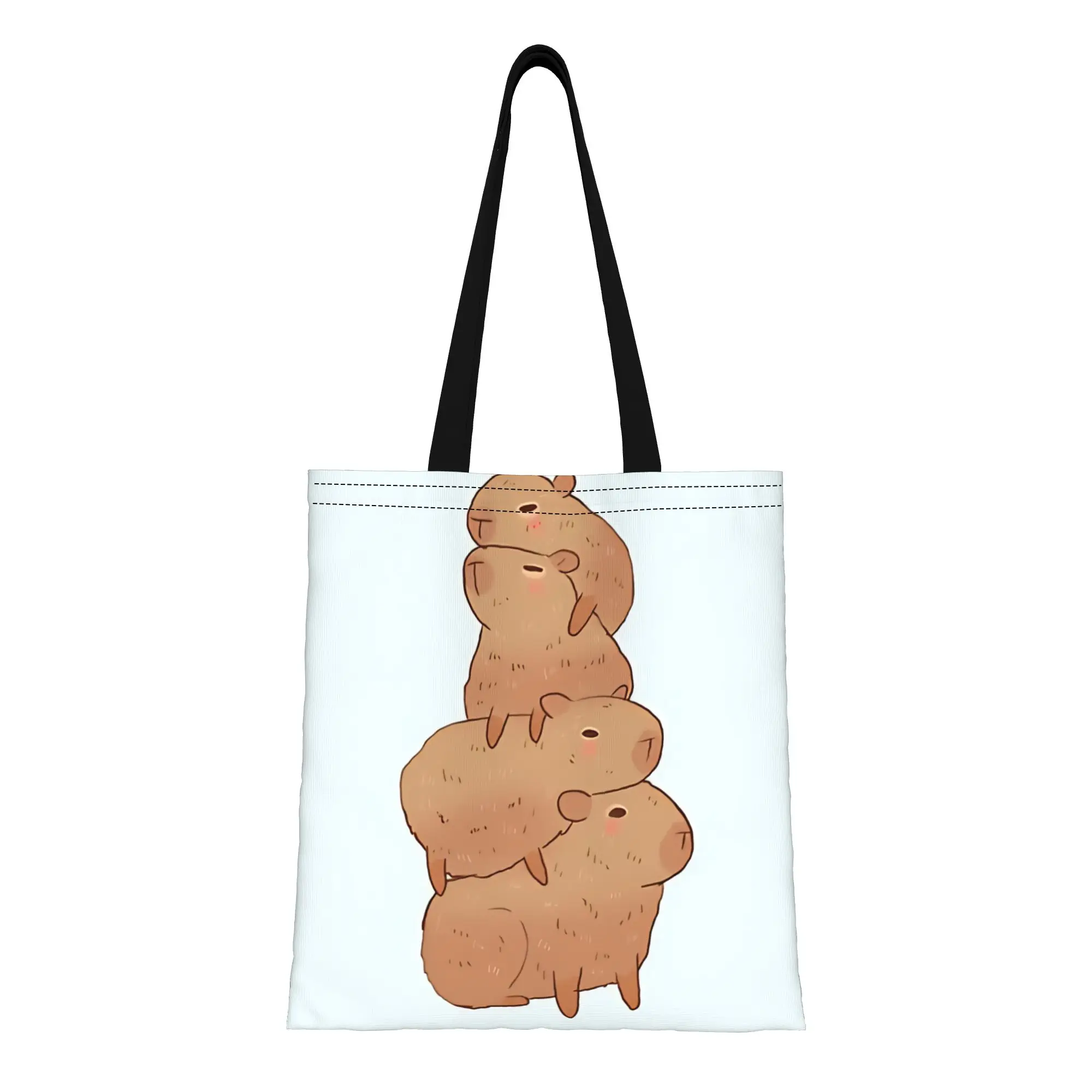 Capybara Capybara stack Canvas Woman Tote Bag for Shopping Travel Outdoor Heavy Duty Shoulder Handbag