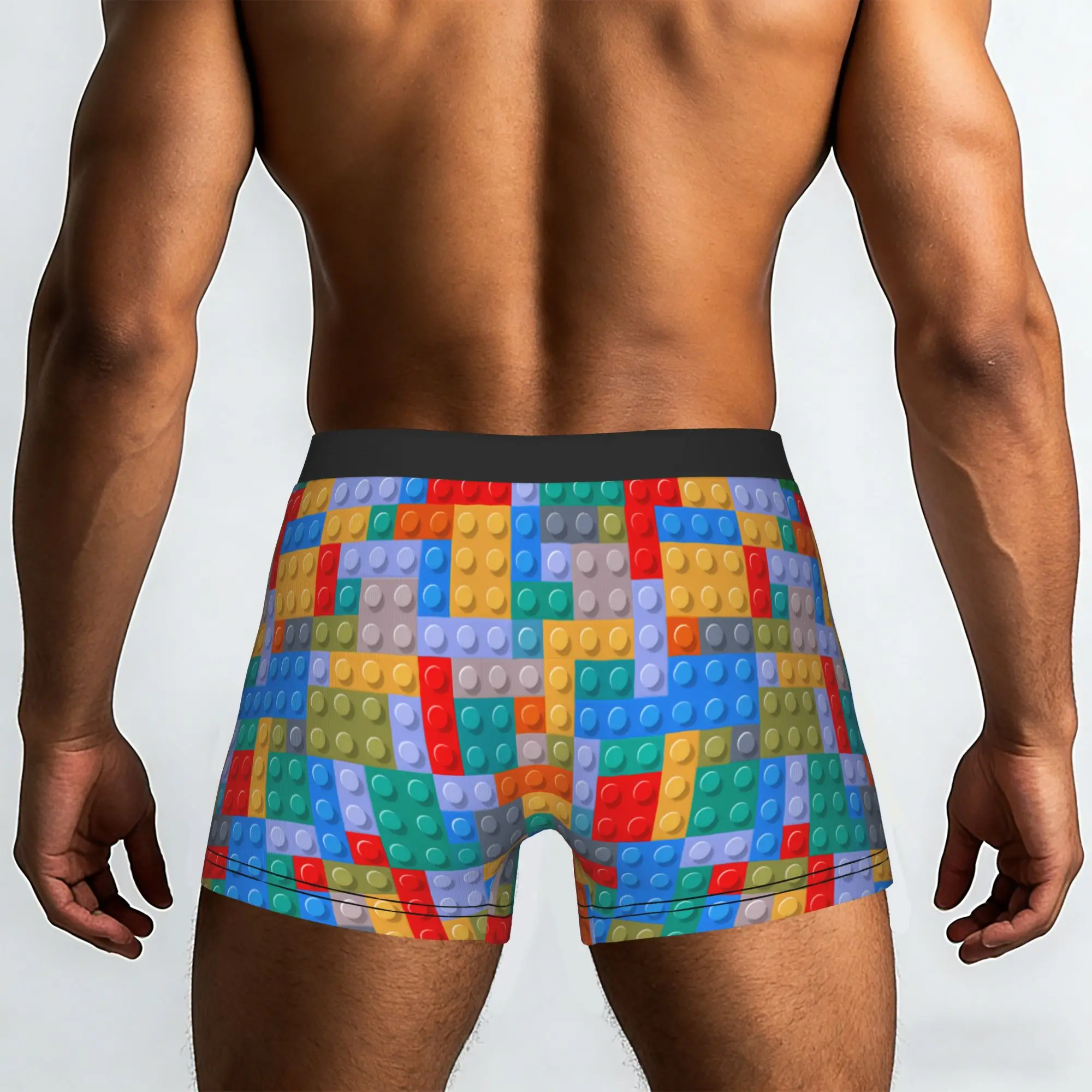 Custom Colorful Building Plastic Brick Toy Blocks  Patterns Boxers Shorts Mens  Briefs Underwear Novelty Underpants