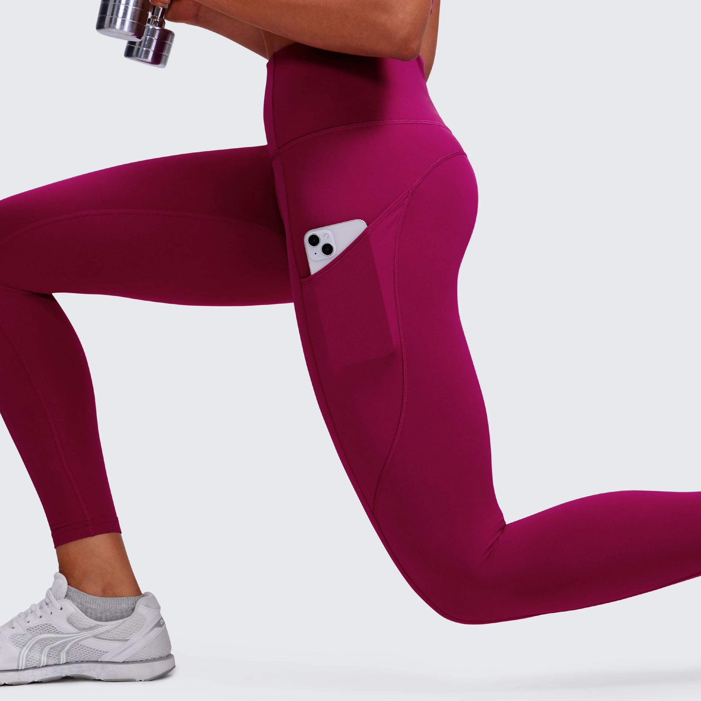 Syrokan Frauen hoch taillierte Yoga hosen mit Taschen nackt Gefühl Workout Leggings-25 Zoll