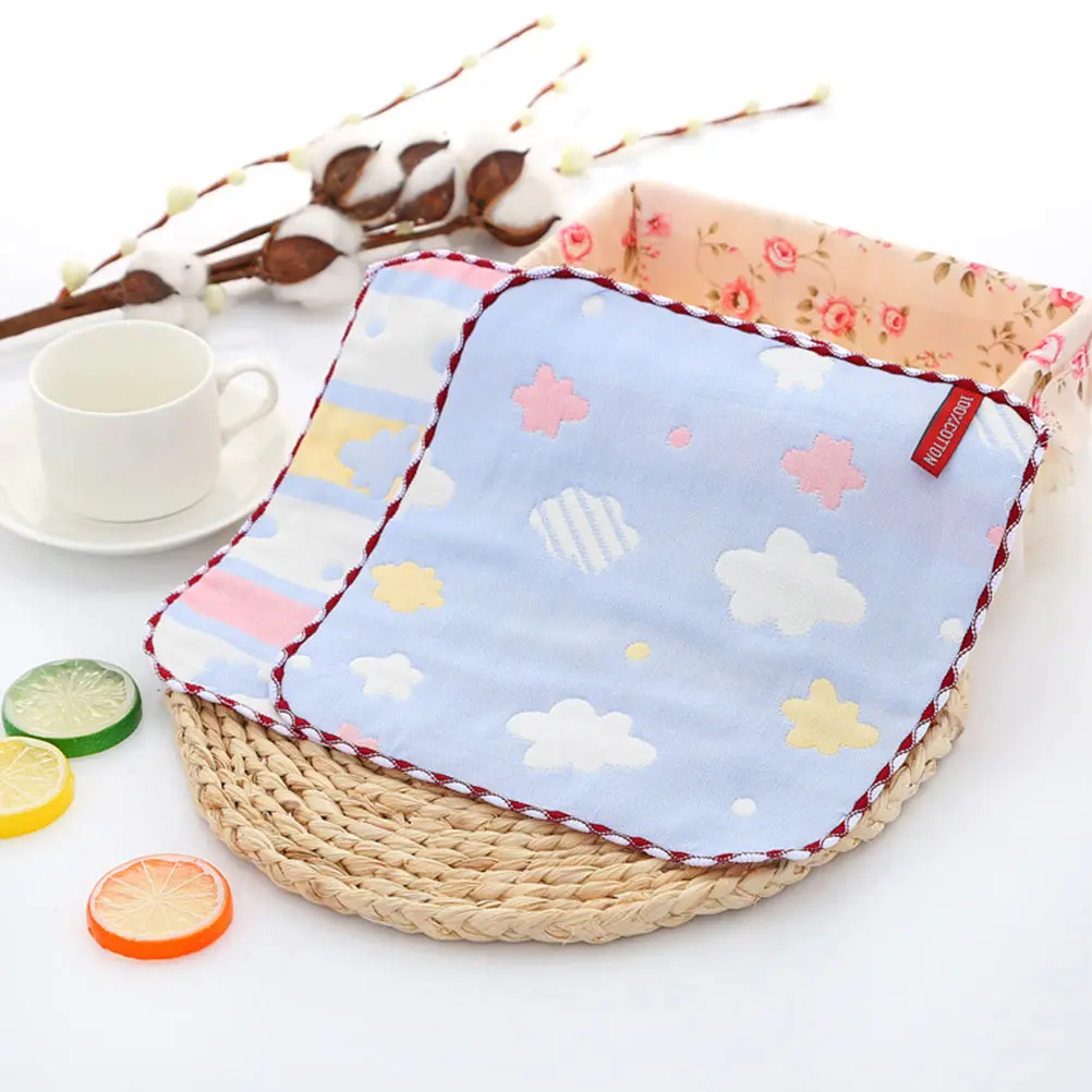 

5Pcs Pure Cotton Small Square Towel Smooth Sturdy Stitching Reusable Washable Saliva Towel for Cotton Washcloth