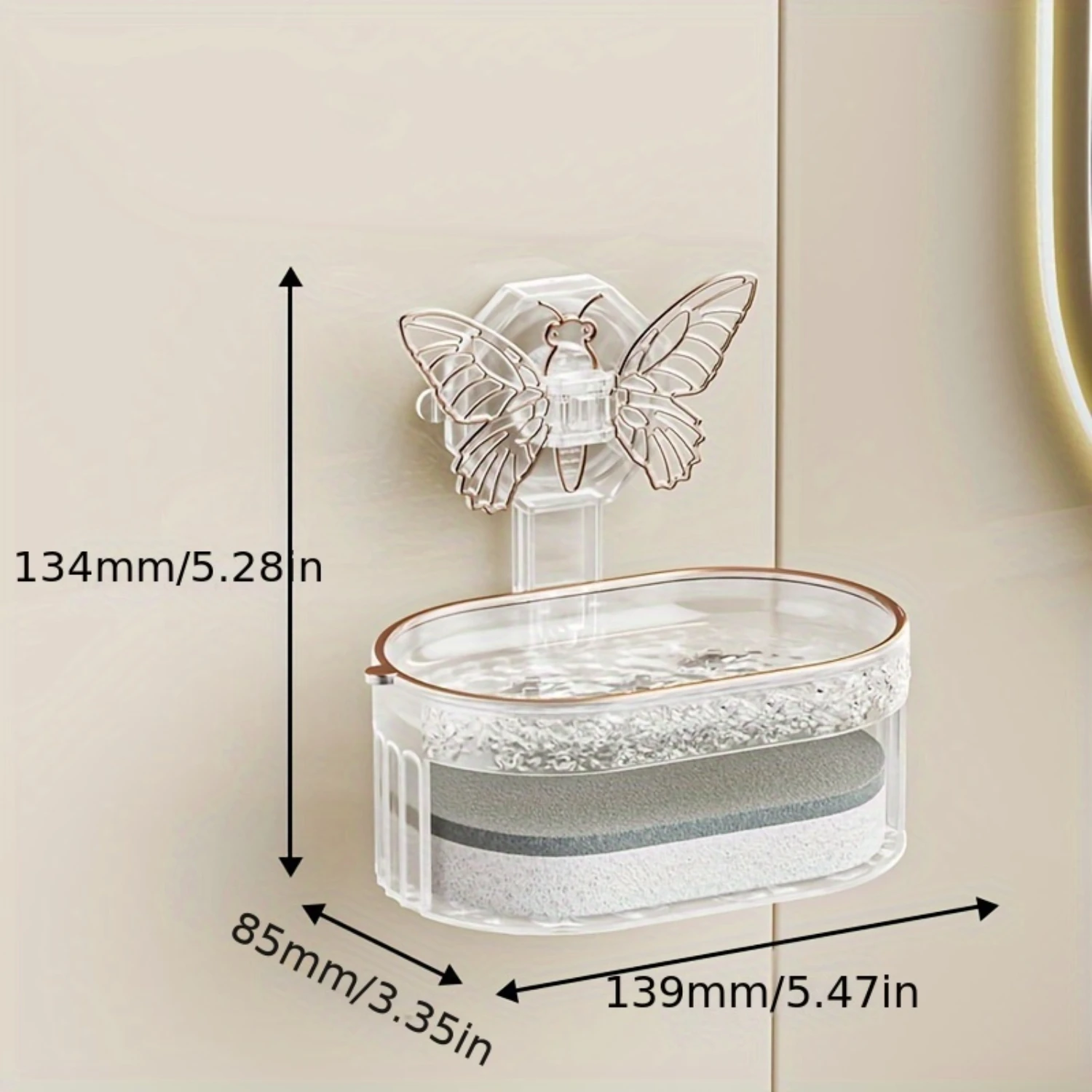 1 قطعة صندوق صابون ذاتي اللصق بالشفط ، حامل صابون استنزاف بطبقة مزدوجة ، رف صابون المرحاض للحمام المثبت على الحائط ، صابون مثبت على الحائط