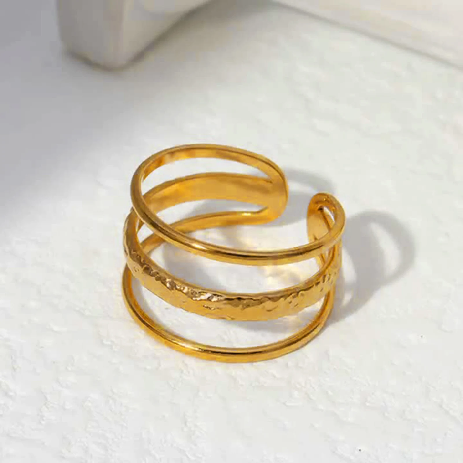 Open Stackable Knuckle Rings for Women, Adjustable Stainless Steel Statement Ring, Hypoallergenic Nickel Free