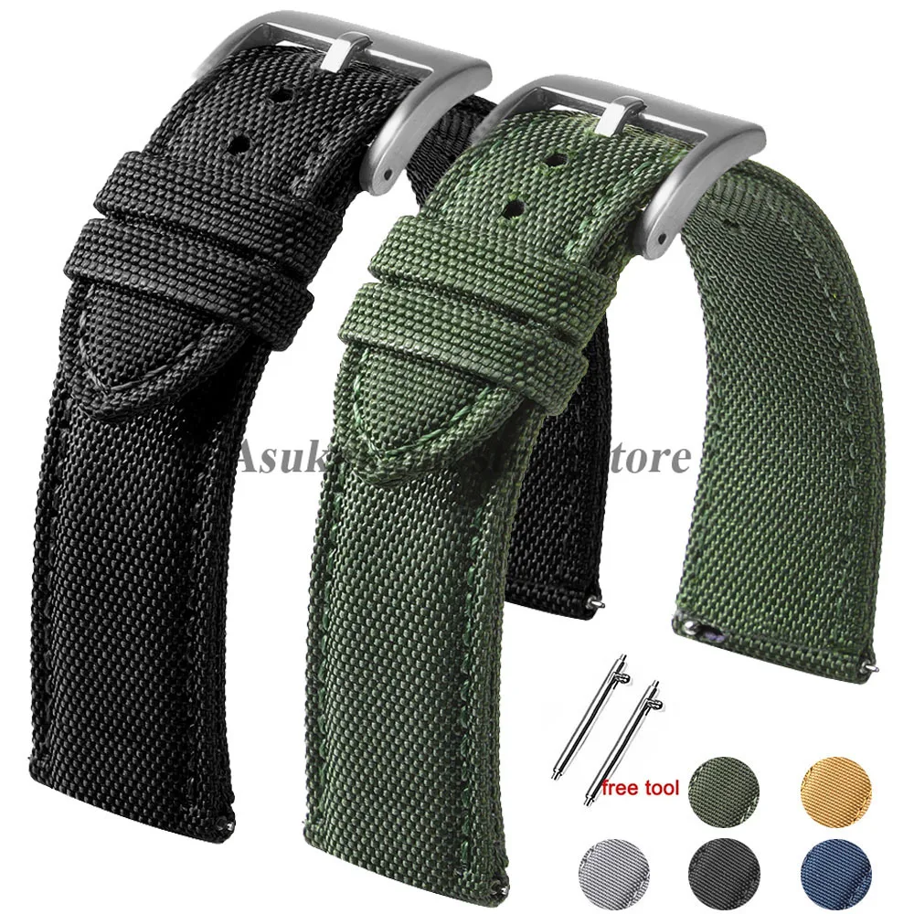 20mm 22mm Quick Release Genuine Sailcloth Watch Band Premium Two Sided Sailcloth Strap Sport Nylon Bracelet Waterproof Wristbelt