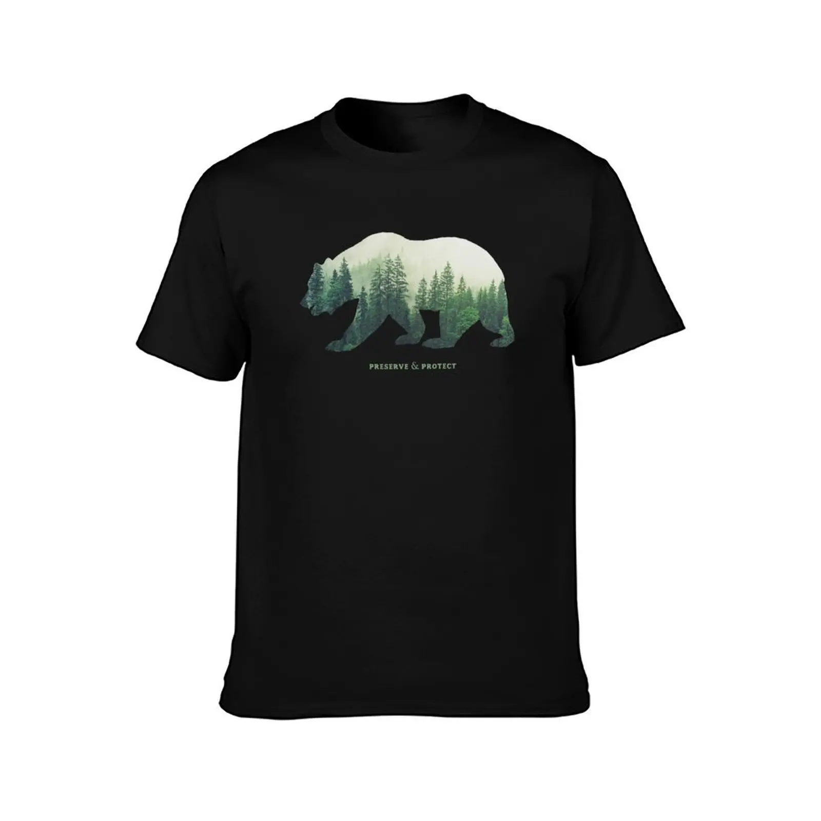 Preserve & Protect Nature Double Exposure Bear Silhouette Trees Forest Save the Environment Climate Change Wilderness Hi T-Shirt