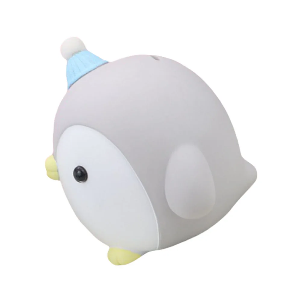 Cute Penguin Piggy Bank for Kids Vinyl Animal Bank Light Grey Tabletop Decor Saving Money Gift for Girls Room