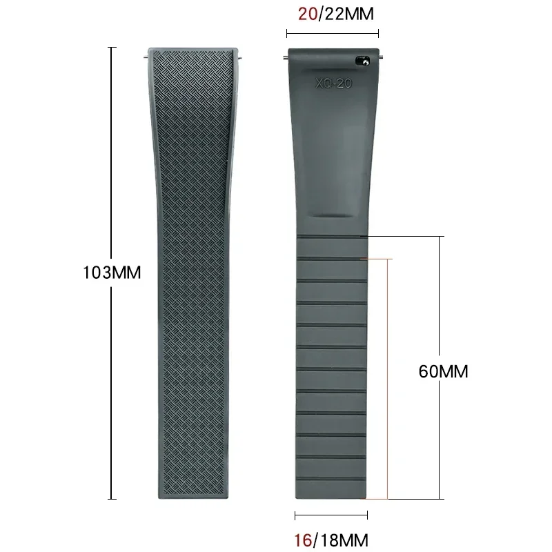 20mm 22mm New FKM Strap Quick Release Fluoro Rubber Universal Watch Band Stainless Steel Folding Buckle Bracelet Accessories image 6