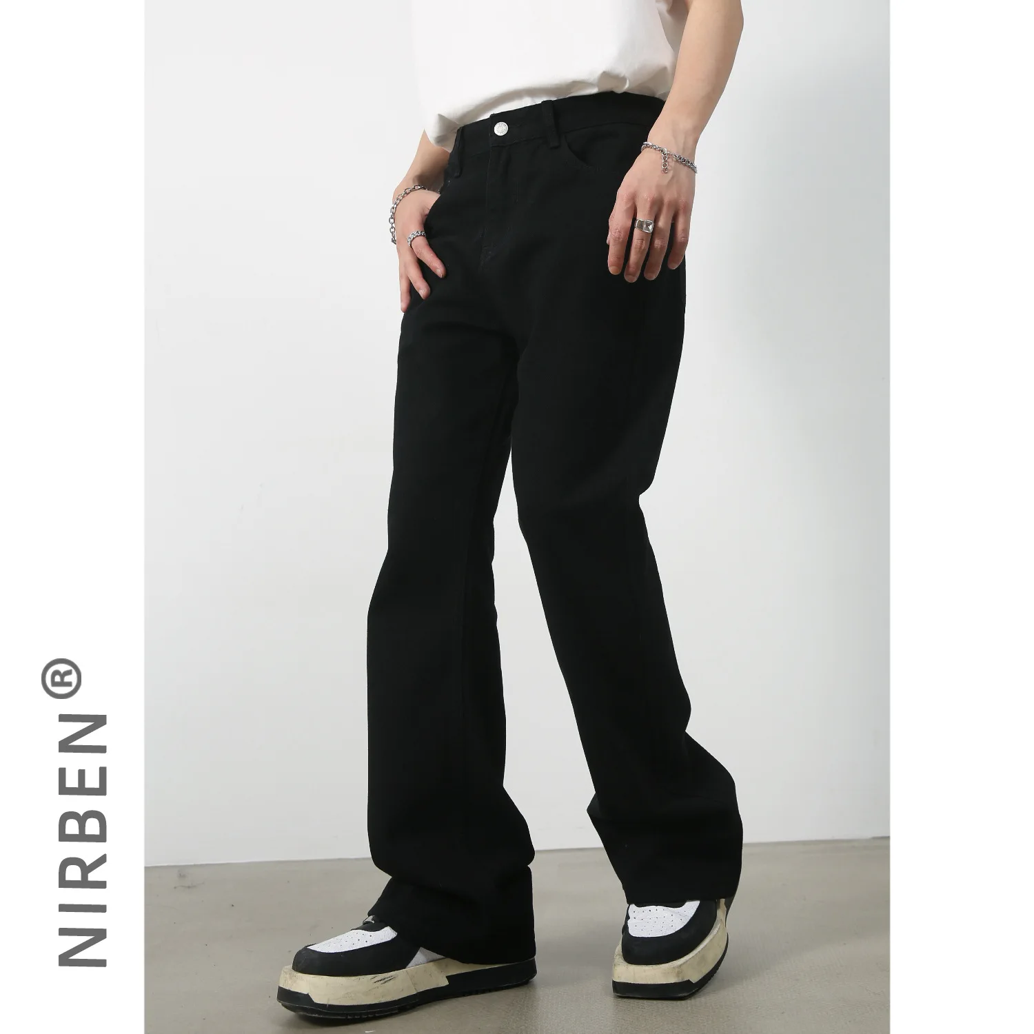 Trendy Brand Versatile Basic Straight Tube Slim Micro-horn Jeans Simple And Thin
