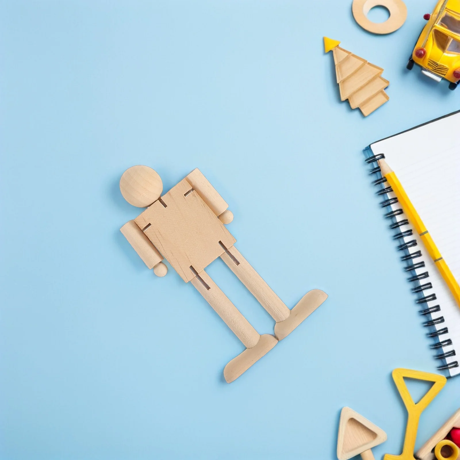 3-delige houten robot: stevig verbonden figuur voor kunstklassen en thuisgebruik - ideaal voor het ontwikkelen van esthetische bewustzijn en kleur