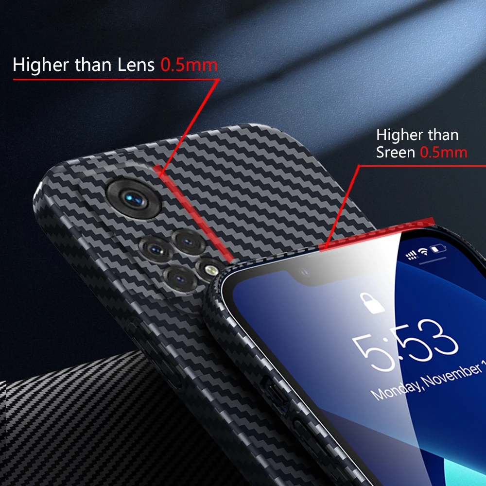 Carbon fiber Hard Case for Xiaomi Redmi Note 11 Pro Max Ultra Thin Lens Protection Luxury Anti-Knock Texture Phone Cover