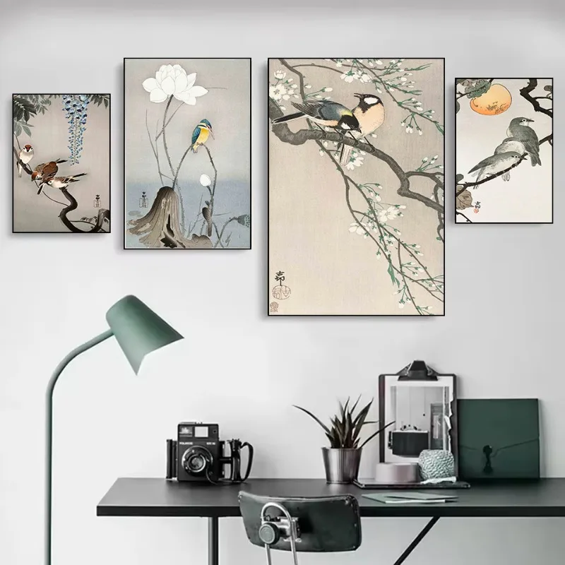Botanical Bird Vintage Series Poster Print Canvas Pictures Home for Living Room and Bedroom Wall Modern Decor Frameless Paint