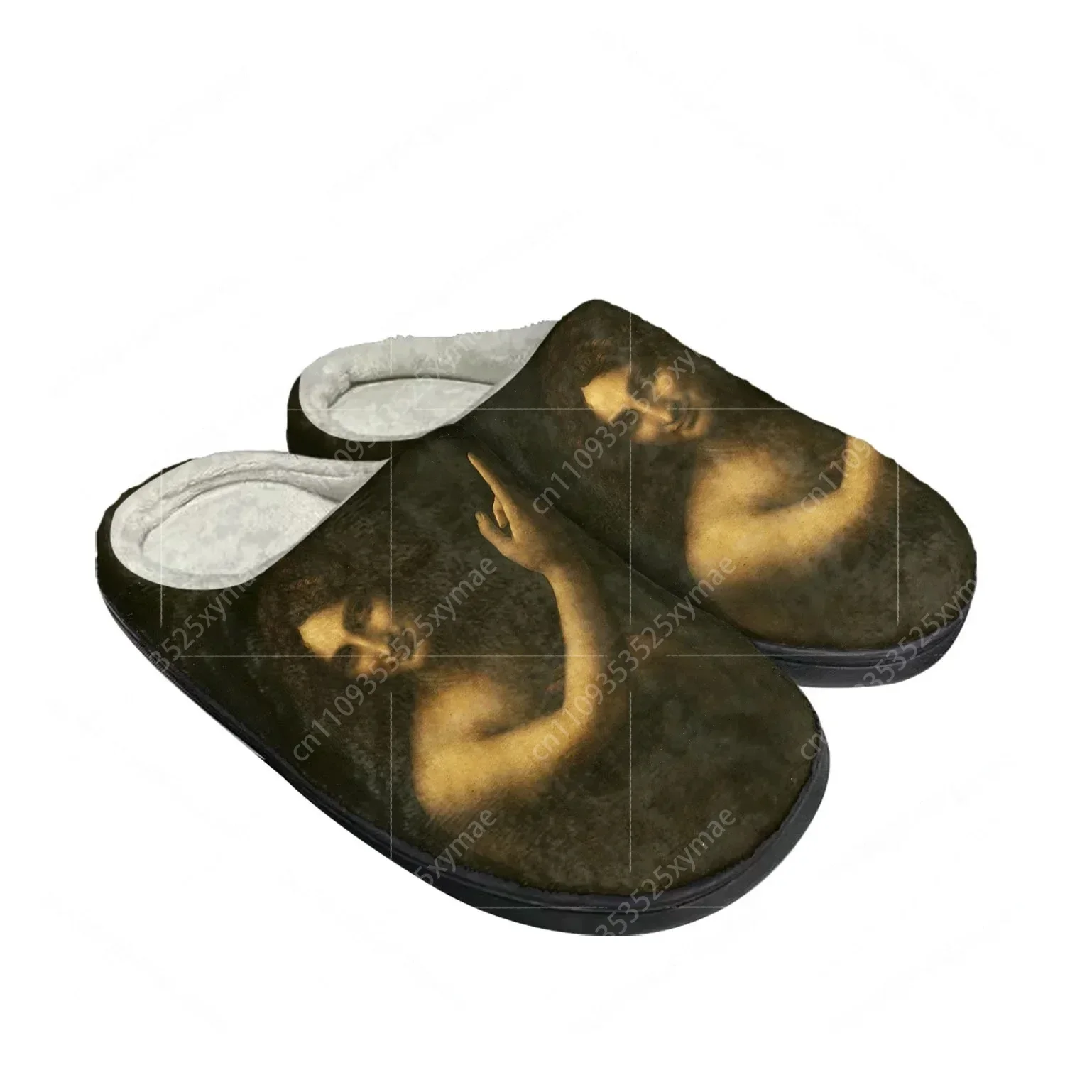 Pantoufles d'intérieur en coton Saint Jean Baptiste pour hommes et femmes, pantoufles chaudes en peluche pour chambre à coucher, chaussures thermiques personnalisées