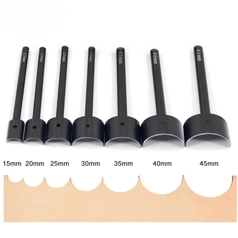 7-teiliges Set Halbrunde Lederschneider 15-45mm 1/2 Runde Winkelstanzen Riemenendlocher für DIY Handwerk Riemen Gürtel – Detail 4