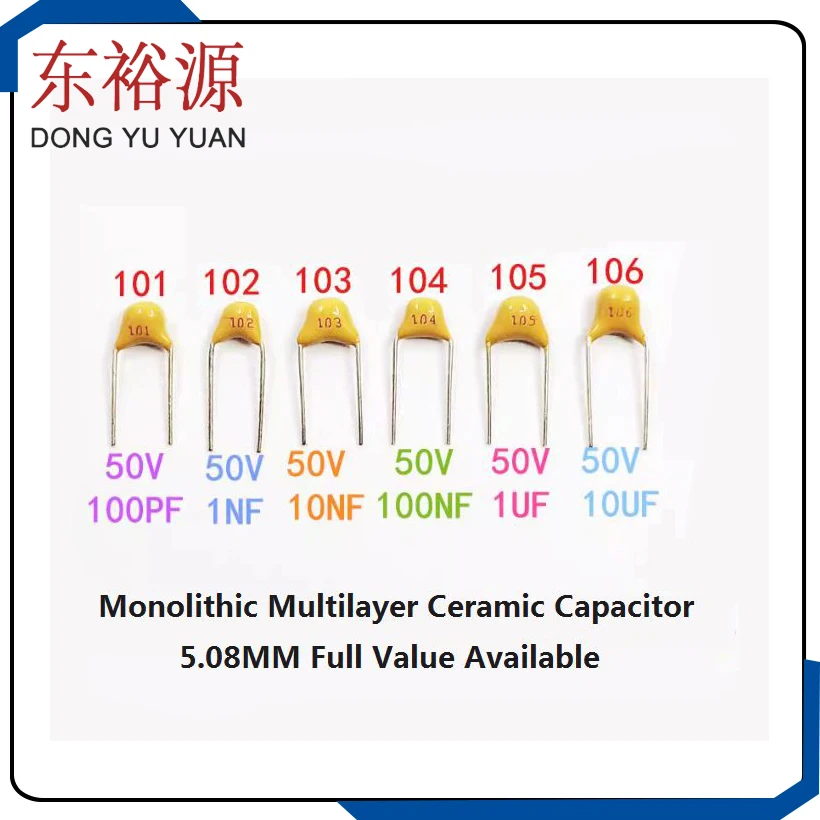 50PC 224 225 300 330 331 332 334 335 5.08MM 2.2UF 30PF 3.3NF 330NF 50V Pf NF Monolithic Multilayer Ceramic Capacitor 221 222 223