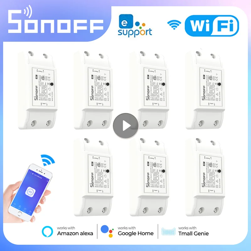 

Sonoff Basic R2 Wifi DIY Interruptor Smart Switch Remote Controller Smart Home eWeLink APP Control Works with Alexa Google Home