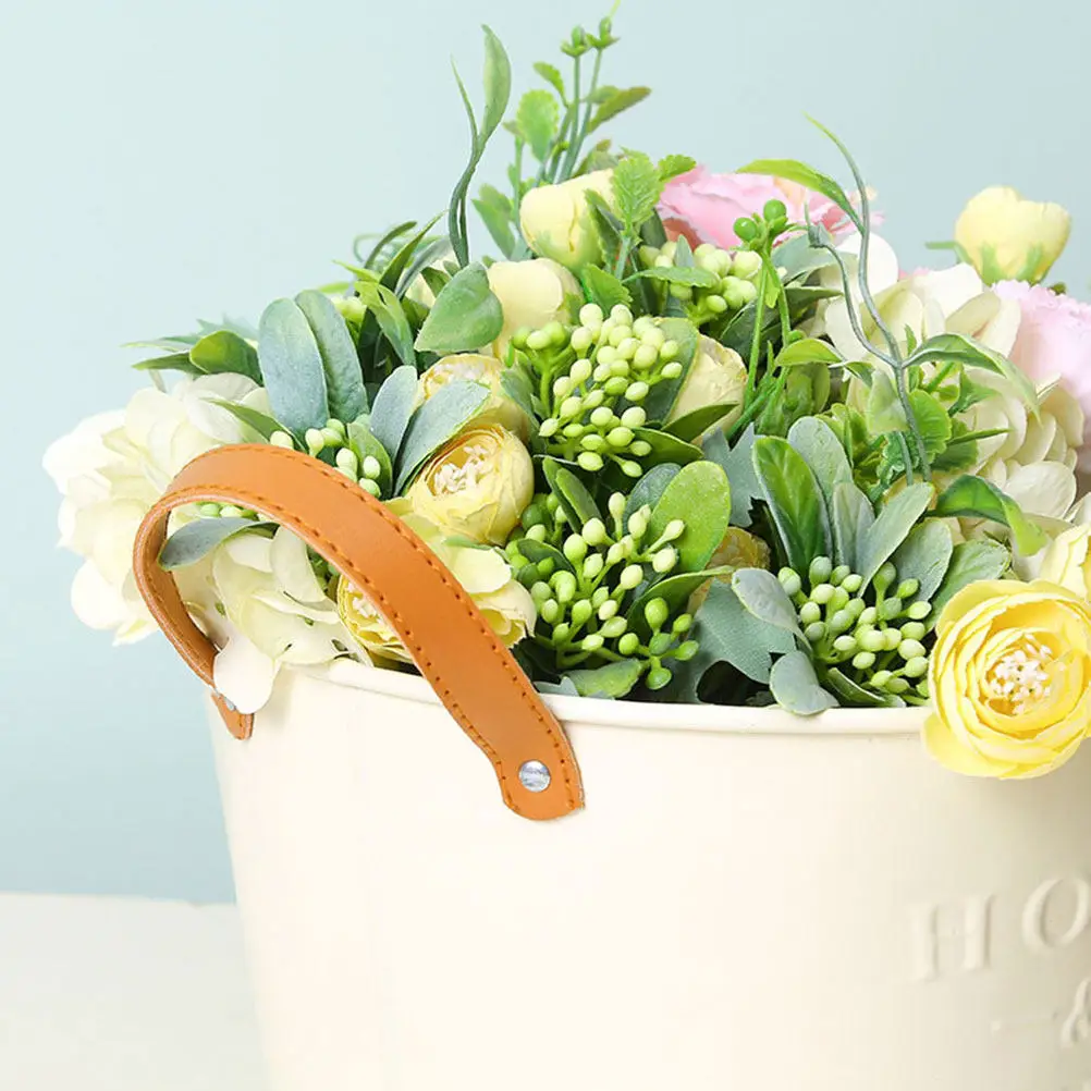 Iron Flower Bucket Retro Flowerpot Smooth Surface Decorative Flower Holder for Floral Arrangement Home Tabletop Decoration
