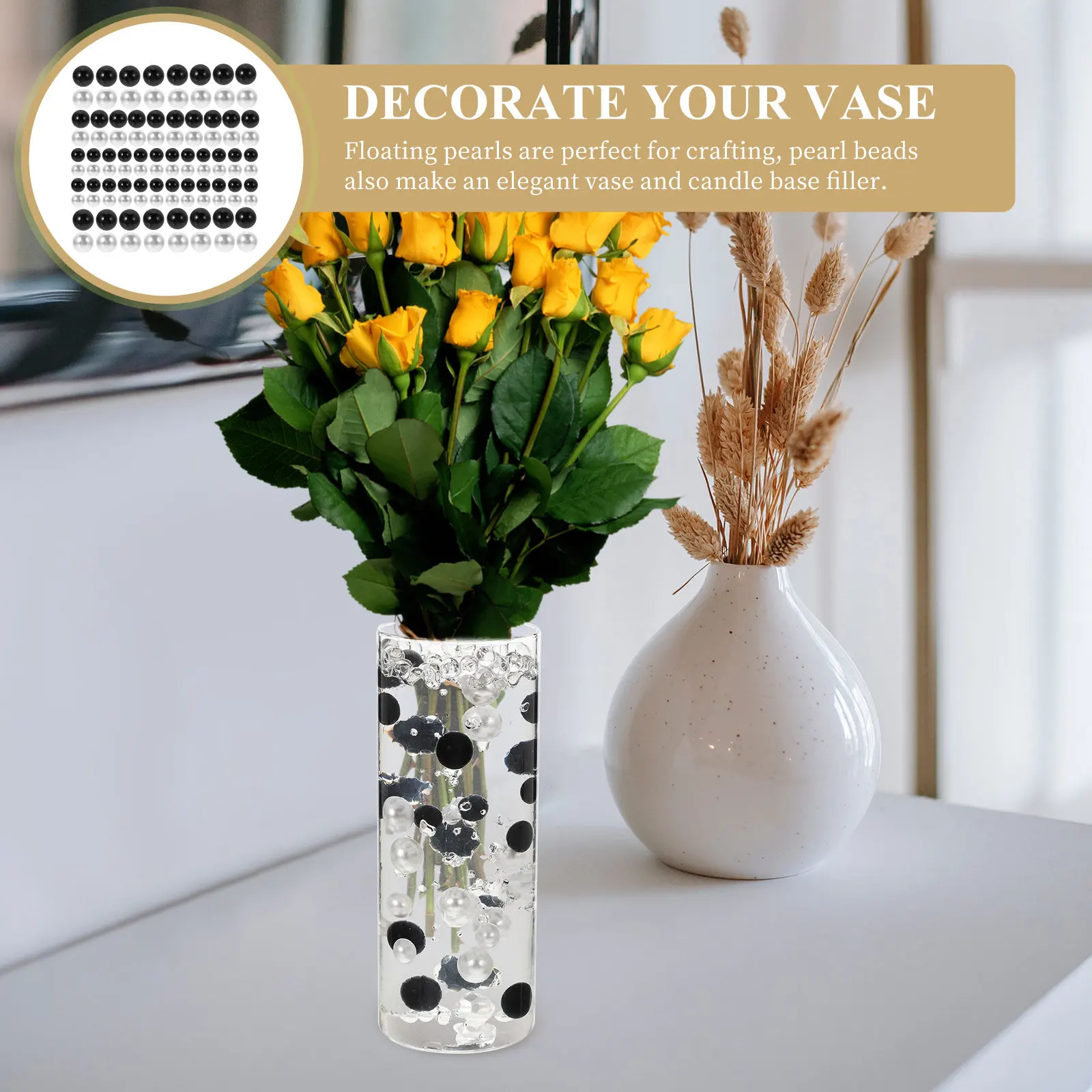 400Pcs Floating Fake Pearl Vase Filler Clear Water Pearls No Hole Decorative Vase Decor Filler Wedding Bridal Shower Shower