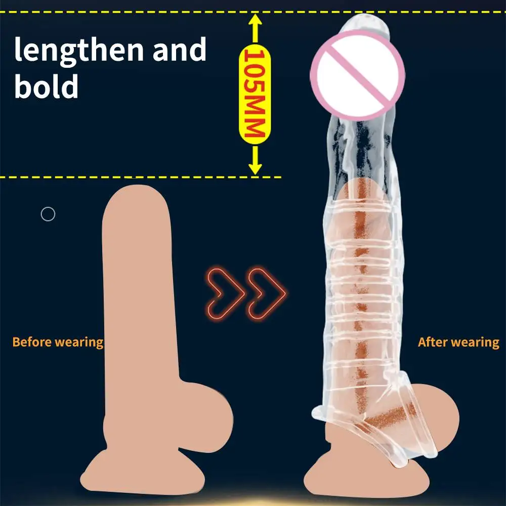 شفافة القضيب تمديد خاتم الديك غمد للرجال قابلة لإعادة الاستخدام آمنة سيليكون الذكور كم ل القذف تأخير الوقت لعبة الجنس الواقي الذكري #4