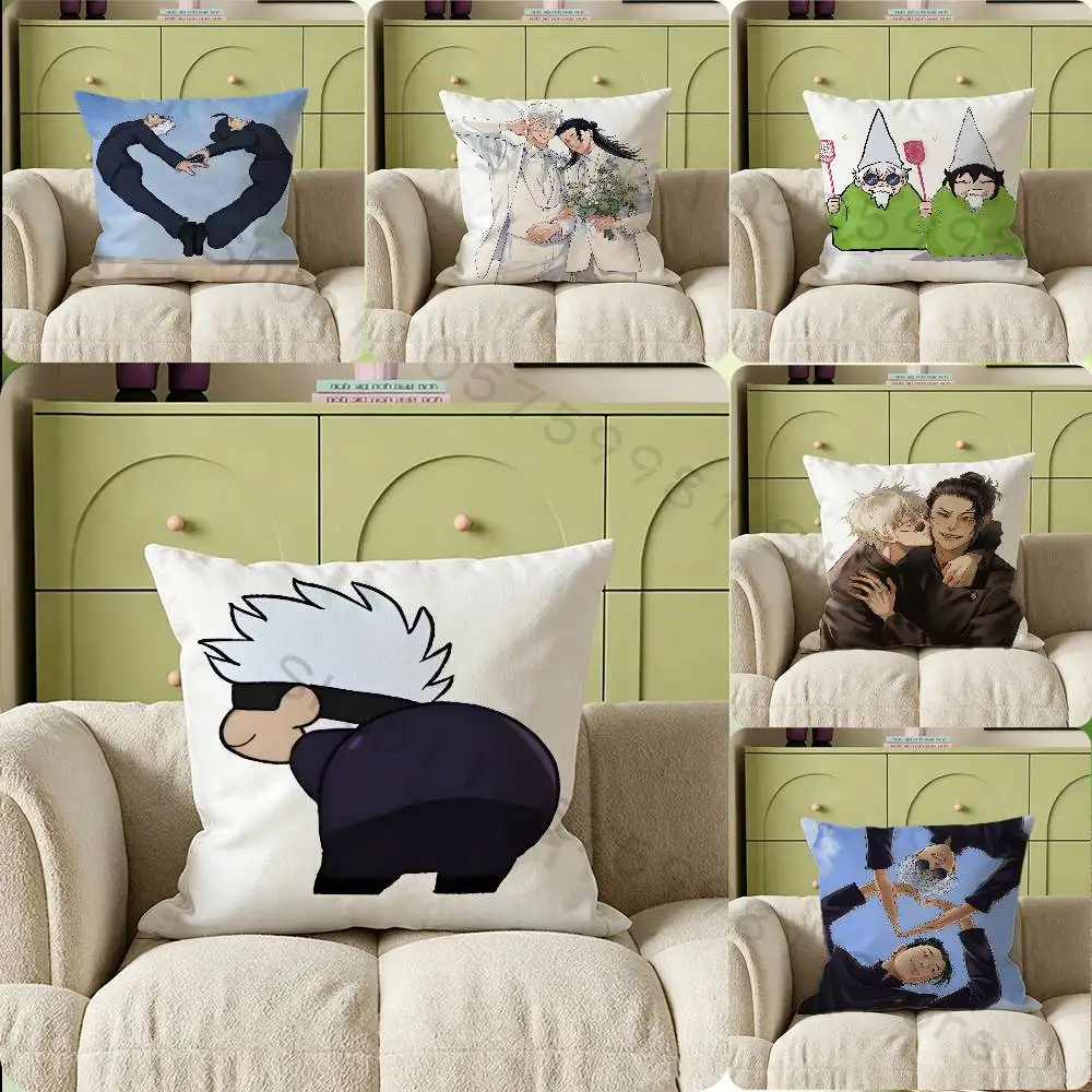 Couple S-SatoSugu Cartoon Cartoon Printing Pillowcase Customized Pillow Cover for Sofa Home Decor