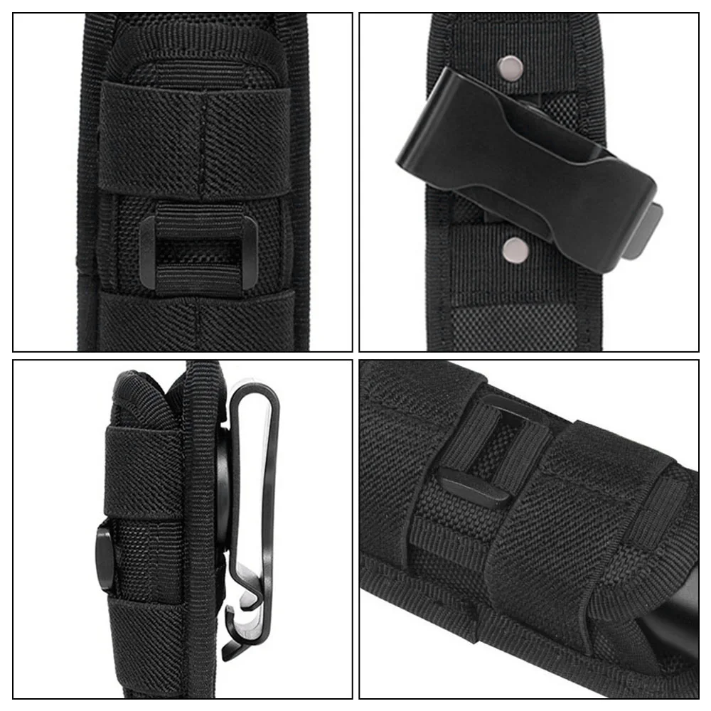 Outdoor Tactical Flashlight Pouch Holster Molle Belt 360 Degrees Rotatable Torch Case Holder Hunting Light Accessories Waist Bag