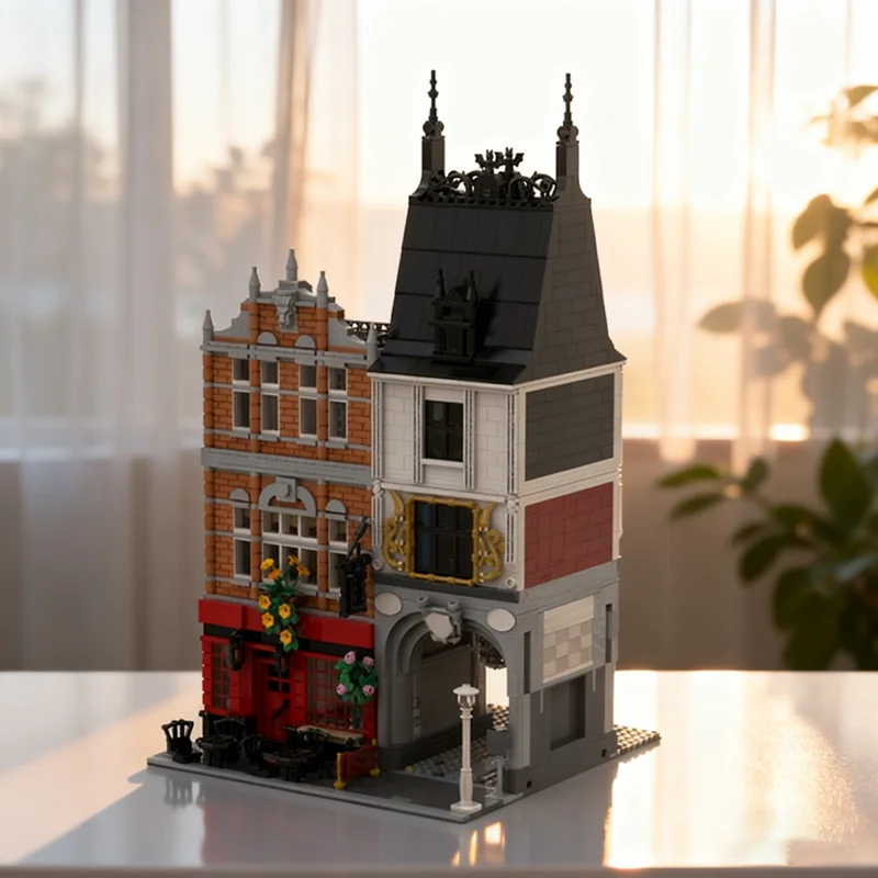 

4510 шт. MOC старые ворота и паб, модульная модель, строительные блоки, строительные сборные игрушки, сделай сам, рождественские подарки, идея, образование для детей