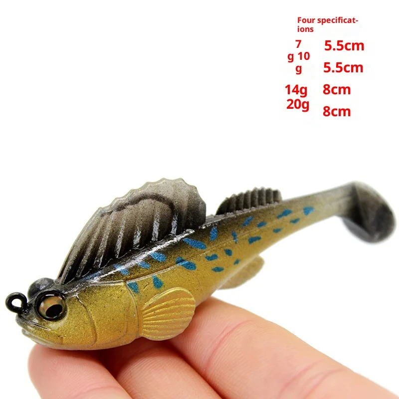 

Mudskipper T-Tail Anti-Snag Soft Lure Set Lead-Weighted Fishing Baits for Bass Topmouth Culter Freshwater Tackle
