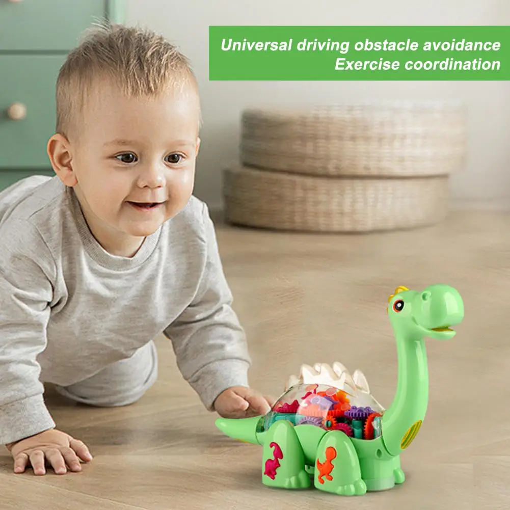 Juguete de dinosaurio eléctrico para niños, juguete de práctica de caminar para gatear, mejora la coordinación, diversión con luces musicales simuladas