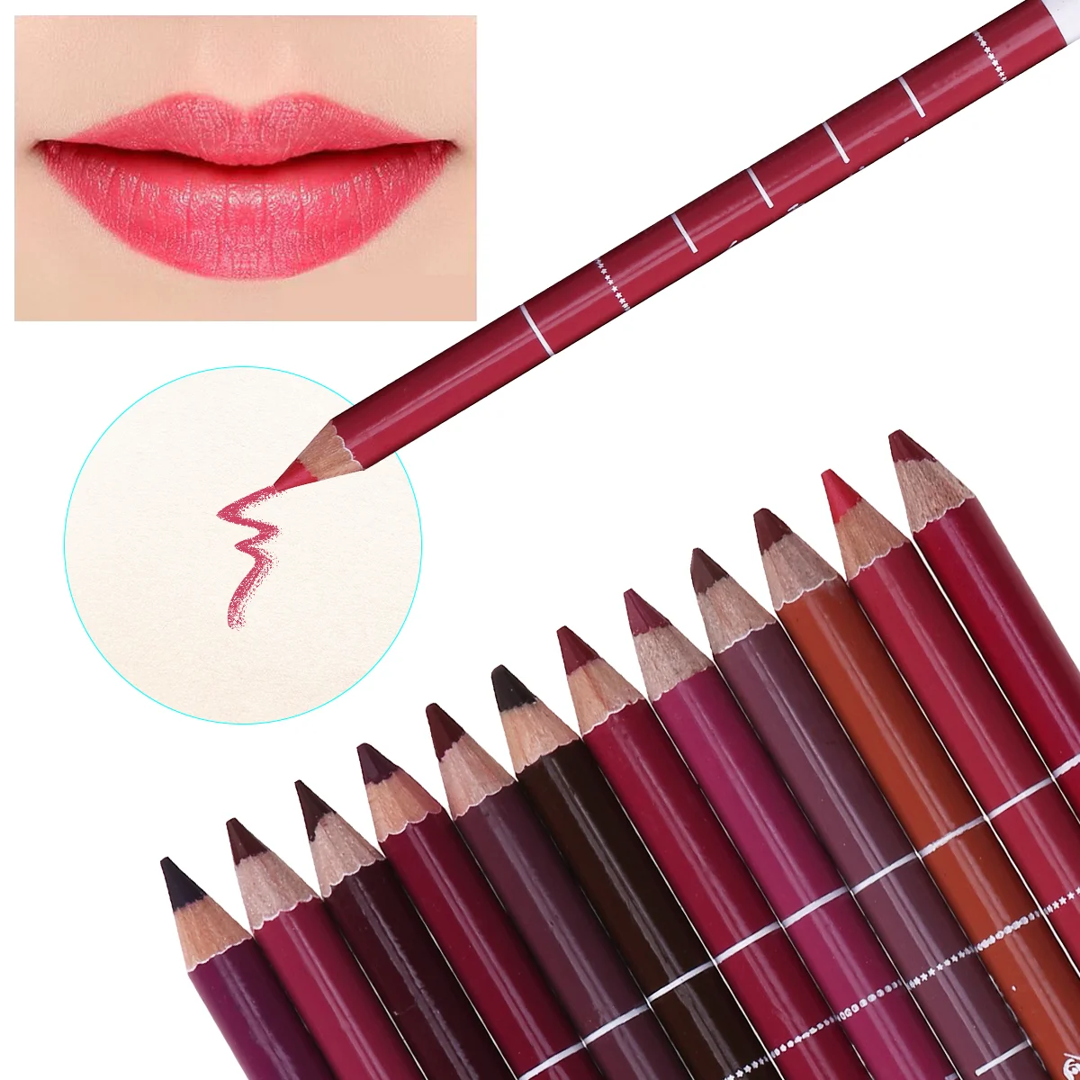 12 stücke Frauen profession elle Make-up Lip liner wasserdichte Lip Liner Bleistift Set (zufällige Farbe) Lip Liner Stifte