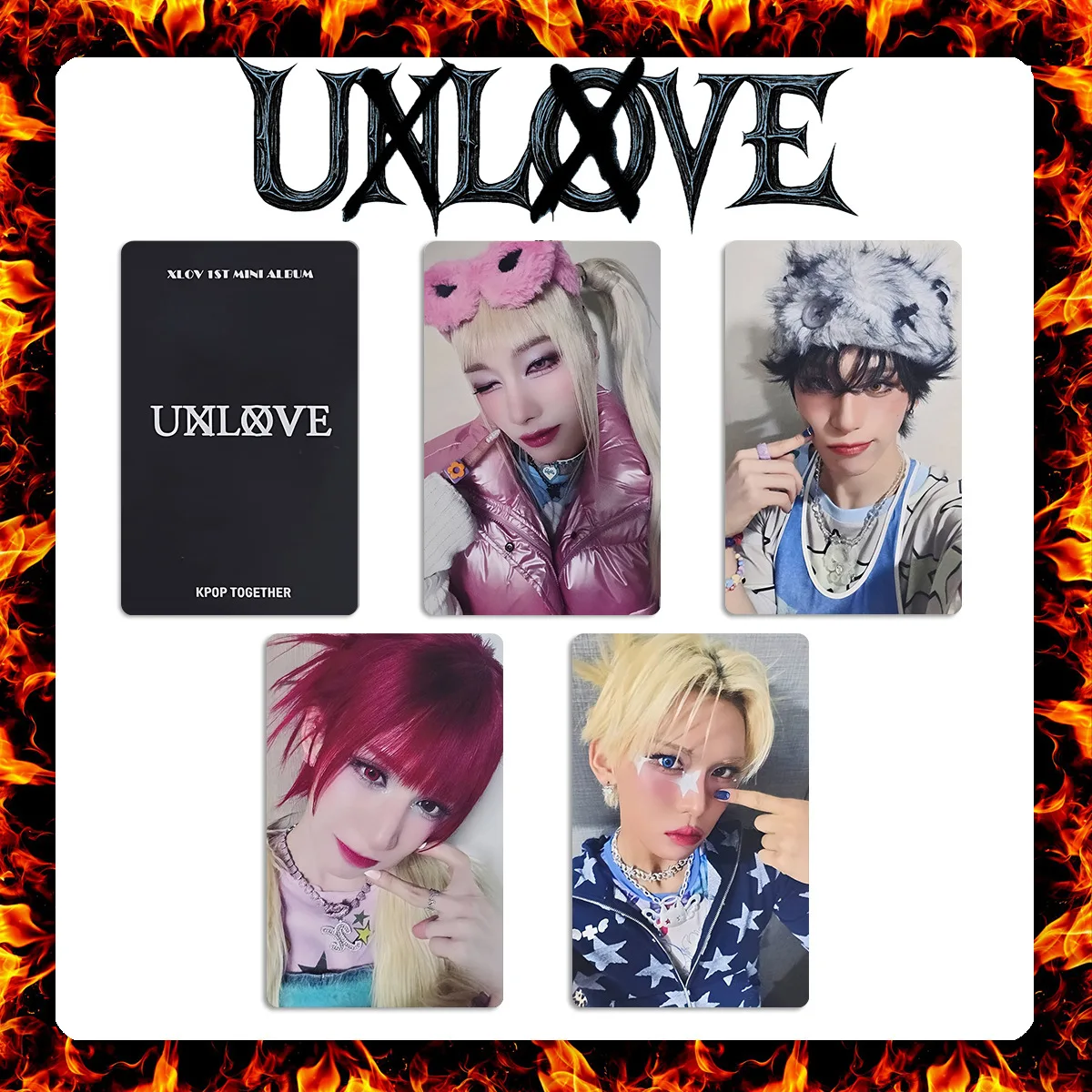 XLOV Character Props UXLXVE Glossy Photocards 4Pcs/Set High Quality Double Sides Printing LOMO Cards Wumuti Rui Hyun Haru Gifts