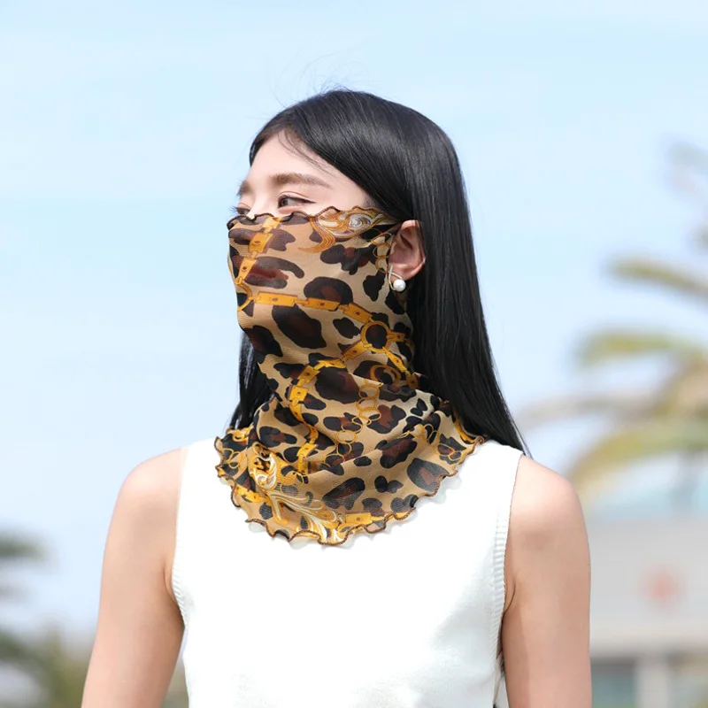 Women Breathable Sunscreen Multi-Function Neck Collar Head Wraps Mask Scarf Summer Thin Anti-UV Face Cover