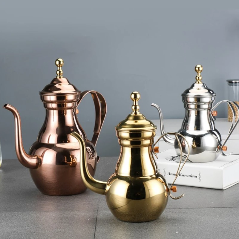 Stainless Steel Material 2 Colors Choose Narrow Teapot Hotel Long-mouthed Teapot Dropship