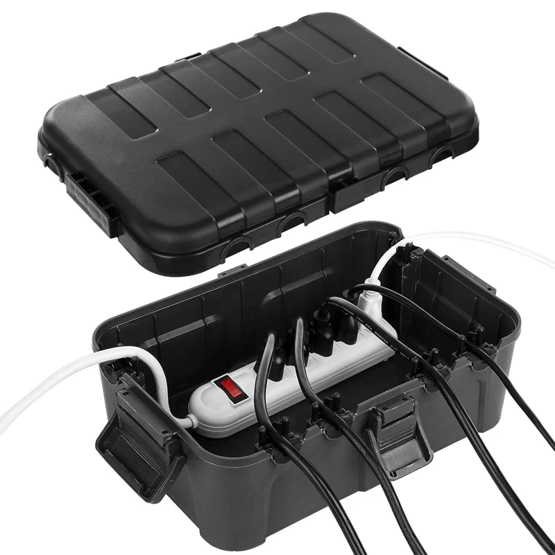 1 PCS Outdoor Electrical Box Waterproof Extension Cord Cover Weatherproof Black Protect Outlet, Plug, Socket, Power Strip
