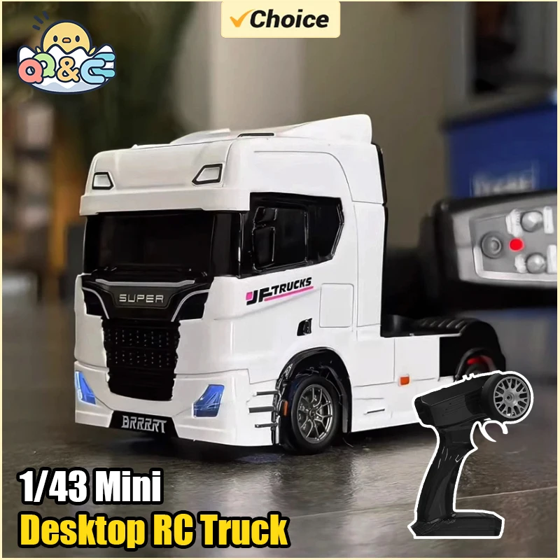 Caminhão de reboque de controle remoto 1/43 mini rc carro deriva brinquedo de mesa veículo de corrida interno brinquedos para meninos crianças presentes de natal