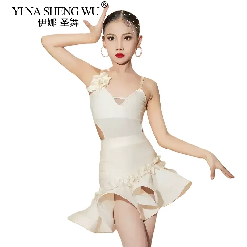 Traje de baile latino rosa Cha Rumba, vestido de baile para niñas, vestidos de baile de Tango, traje de actuación para niñas, baile de salón latino para niños