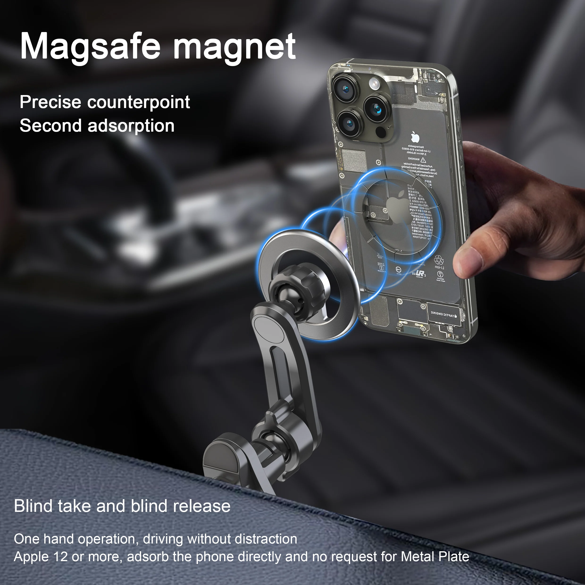 Lüftungsschlitz-Handyhalterung fürs Auto mit Metallhaken und Magnetbefestigung, kompatibel mit iPhone 17/16/15/14/13 Serie und allen Smartphones – Detail 10