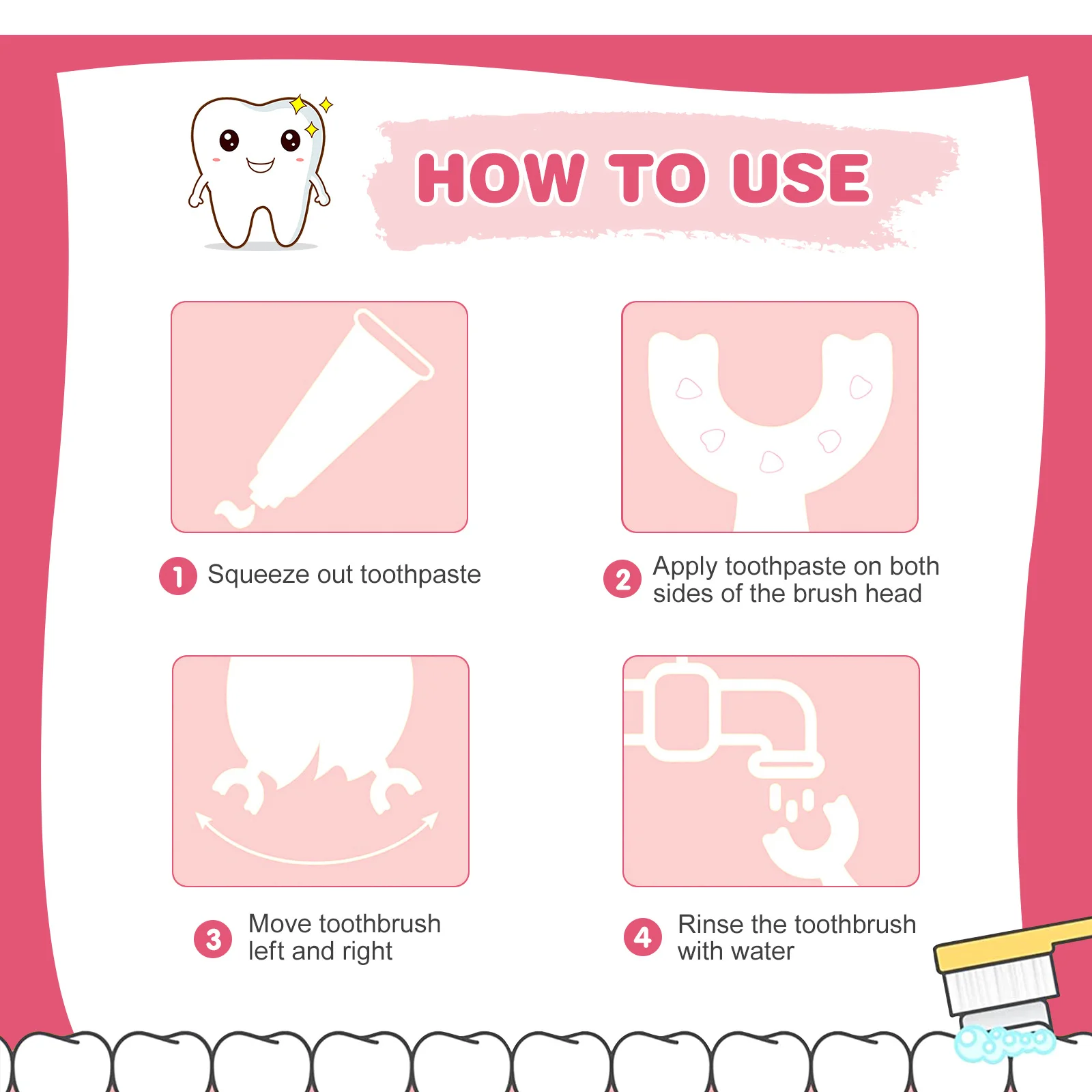 2 مجموعات الأطفال فرشاة أسنان من السيليكون U-شكل العناية بالفم الاطفال الأسنان أداة نظيفة طفل لينة فرشاة الأسنان اليدوية 2-4 سن #1