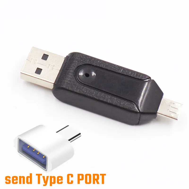 3 in 1 OTG Card Reader micro port TF Card SD Card readers for SmartPhone send Type C adapter