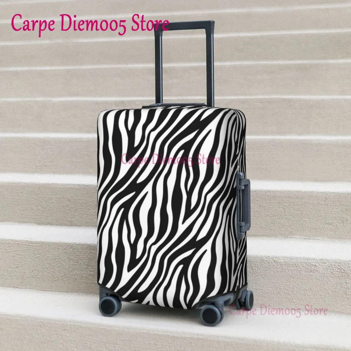 

Zebra Pattern Suitcase Cover African Animal Stripes Print Elastic Cruise Trip Protection Luggage Supplies Flight