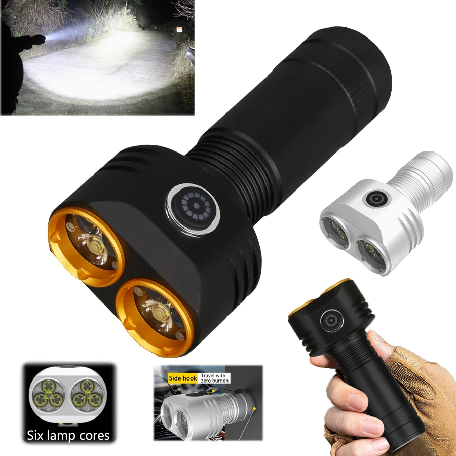 

F2 6LED Ultra Strong Light Torch Aluminum Alloy Mini EDC Flashlight Bright Camping Hiking Flashlights Pen Clip and Tail Magnet