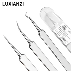 LUXIANZI 3pcs pinzette a Clip per punti neri Set di strumenti di bellezza pinzette detergenti in acciaio inossidabile per brufoli a cellule Ultra-fini