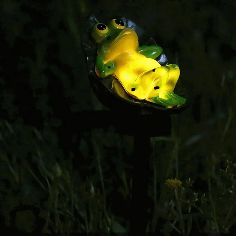 

Frog Garden Statue Solar Light Decorative Frog Figurine Stake Lights Waterproof Solar Pathway Lights Fairy Garden Accessories